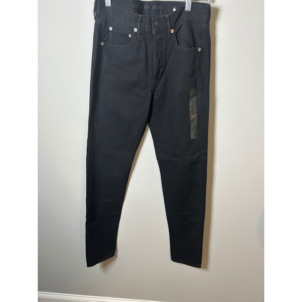 American Eagle Black Skinny Jeans High Waisted Button Fly Size 2 X-Long 1662-001